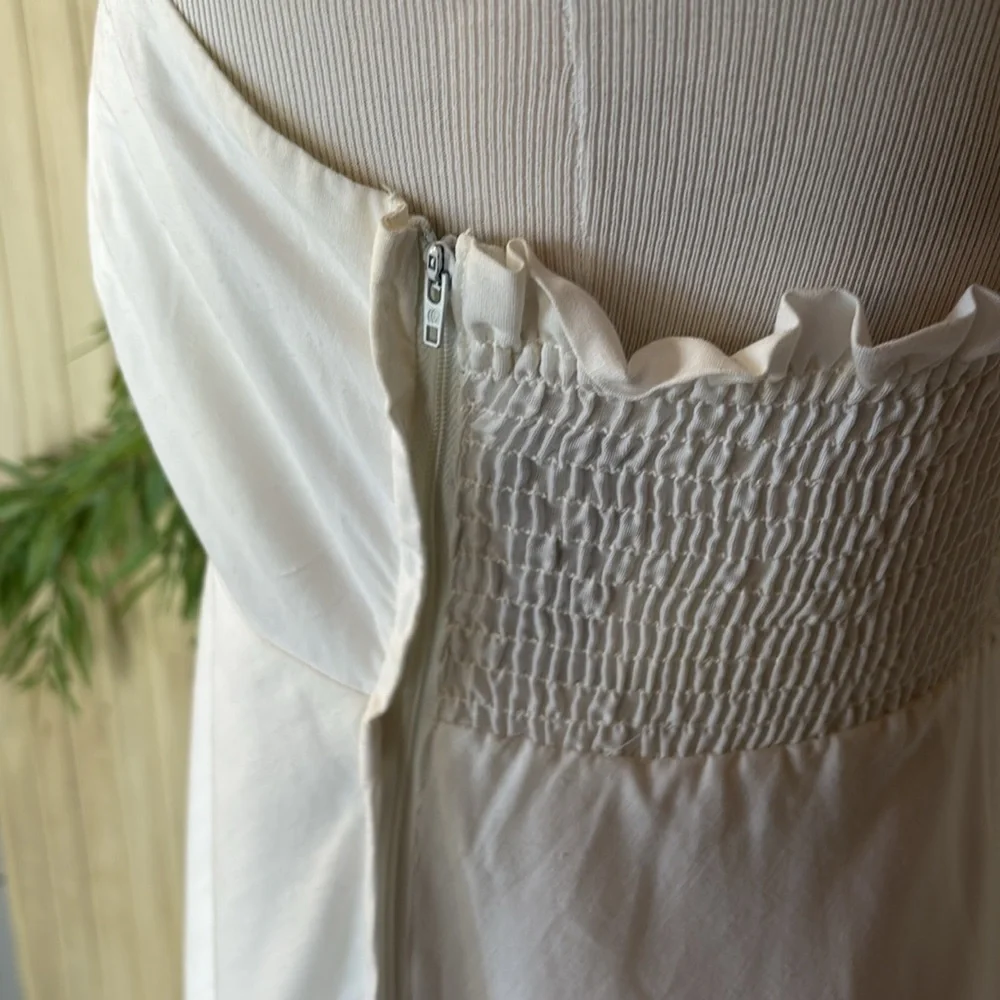 Vintage 1976 Young Edwardian White Cotton Maxi Sundress, Floral Embroidery, EUC - Picture 6 of 15
